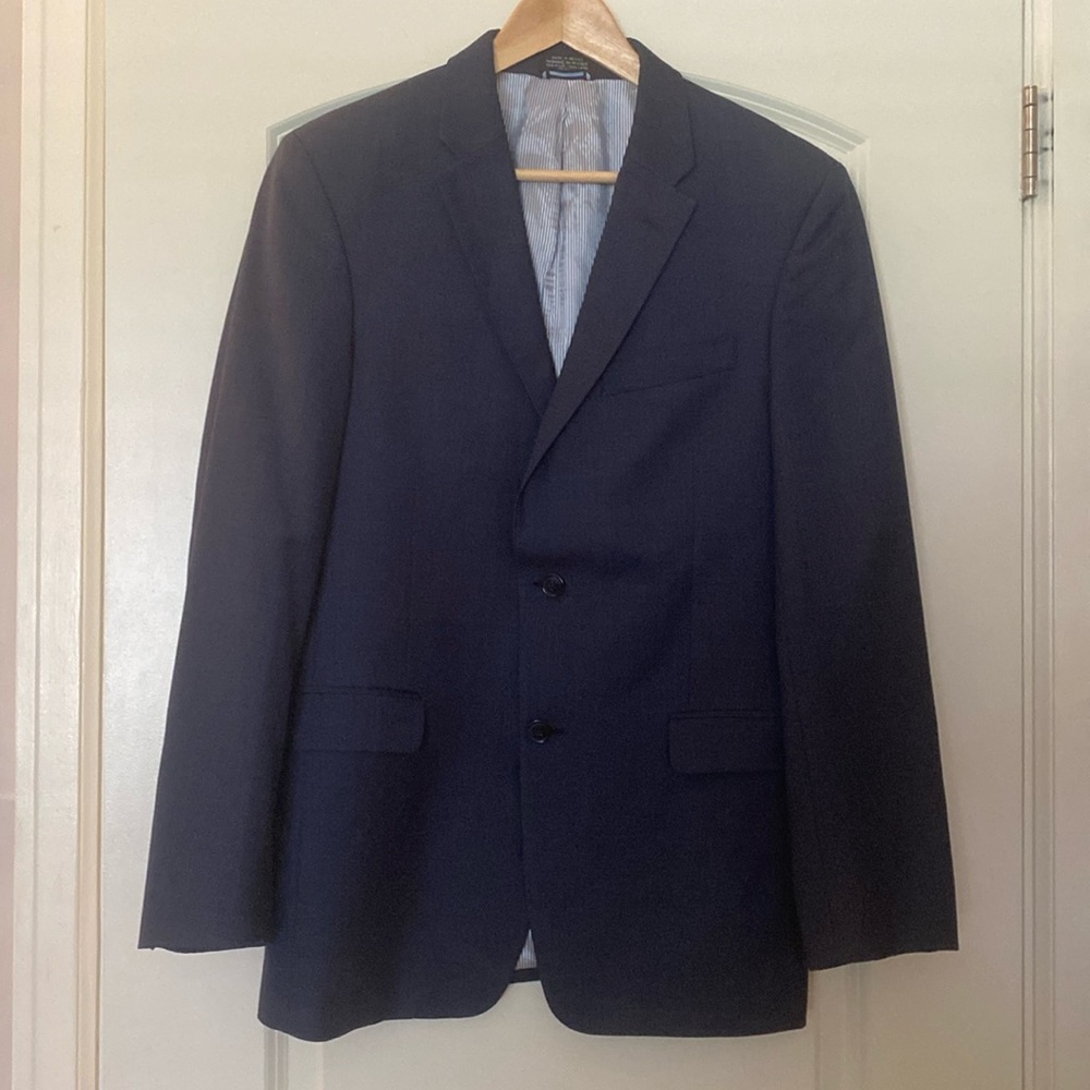 Tommy Hilfiger Blue Blazer Sport Coat 100% Worsted Wool Like New Size 38 R